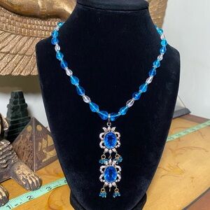 Blue Crystal Drop Necklace - Women Jewelry